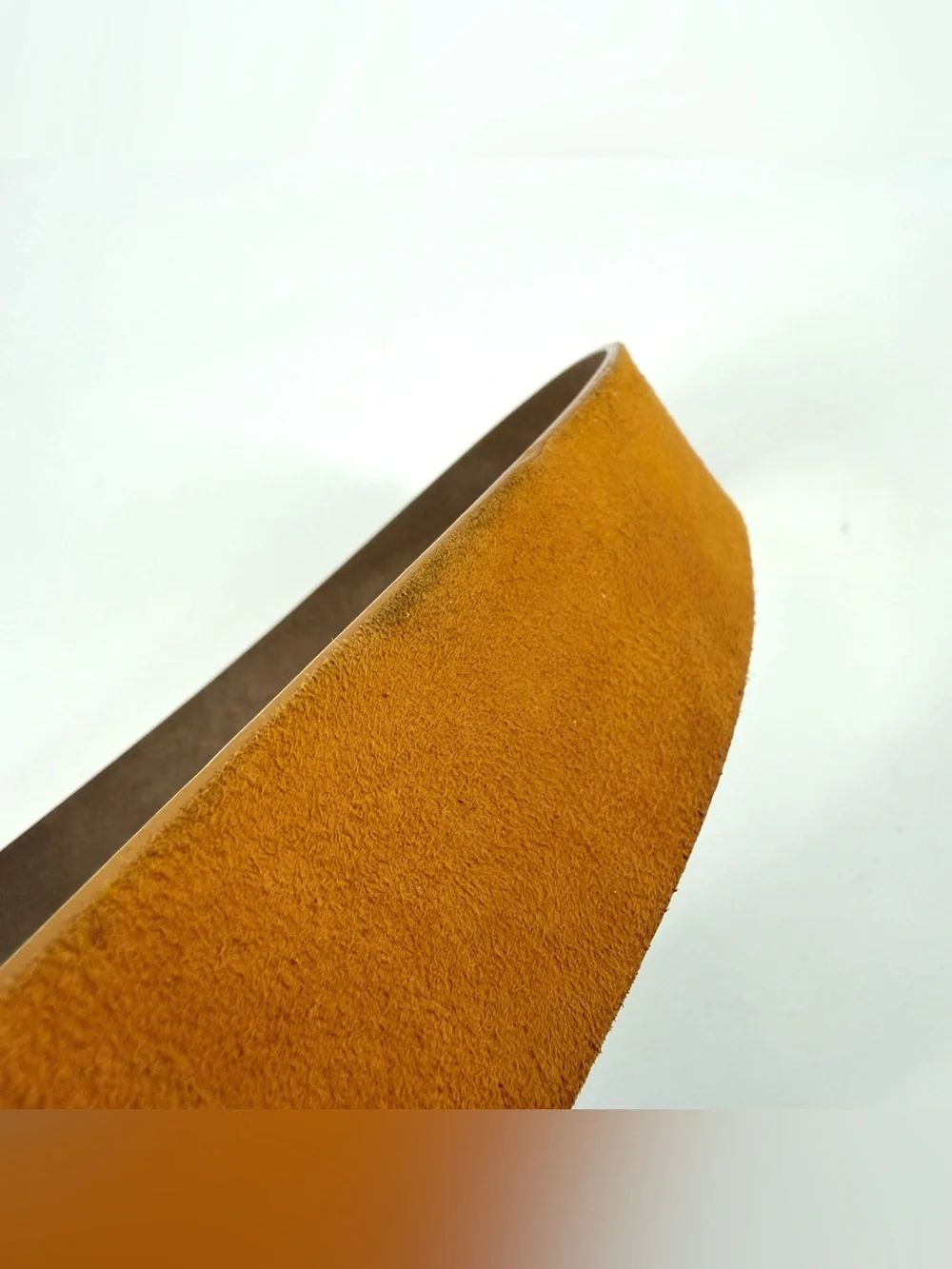 Sezane Yves Belt Mustard Yellow Suede Leather Wood Buckle 31.5in